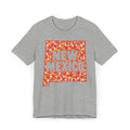 Gray crewneck t-shirt with colorful New Mexico floral map graphic