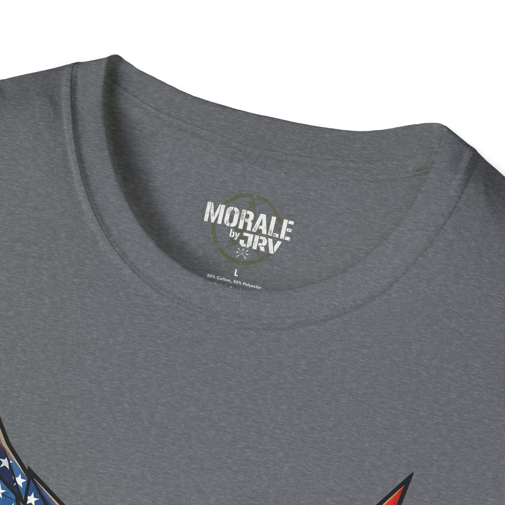 Dark Heather crew neck inside label reading “MORALE by TRU”
