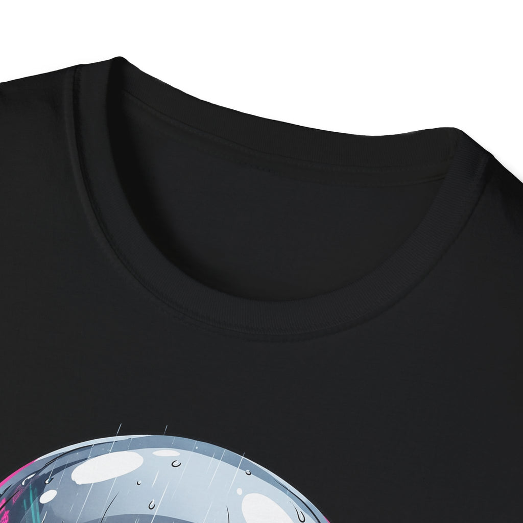 Black T-shirt crew neck close-up