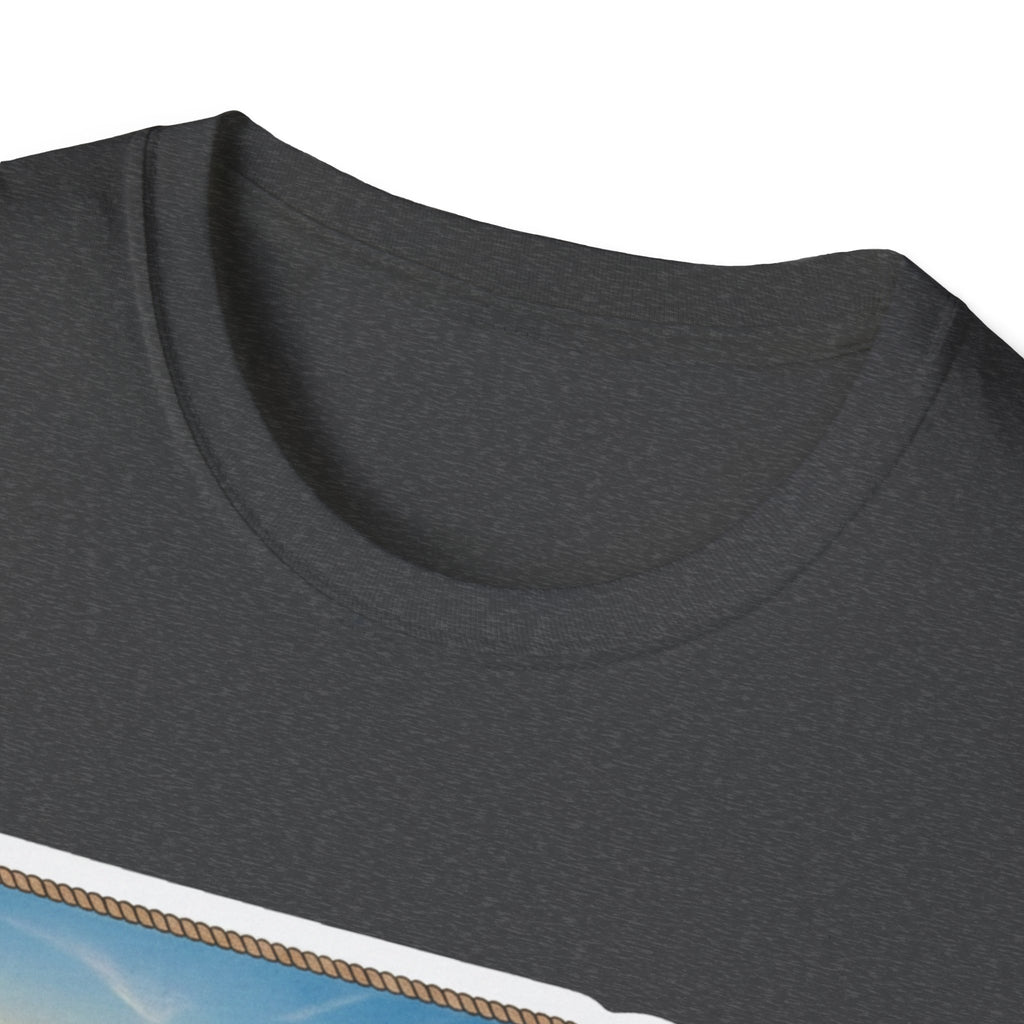 I Am Nebraska T-Shirt in Graphite Heather, crew neck close-up
