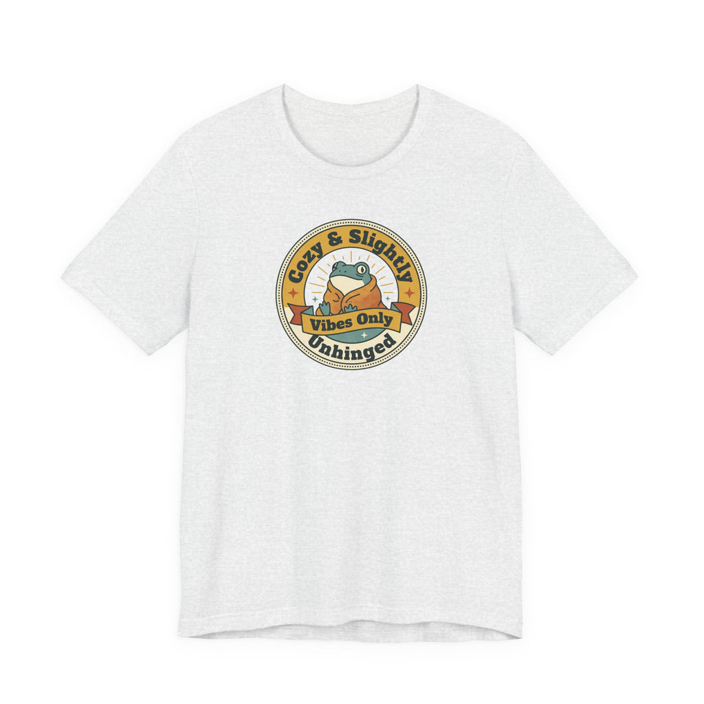Heather grey sloth graphic T-shirt with round chest emblem