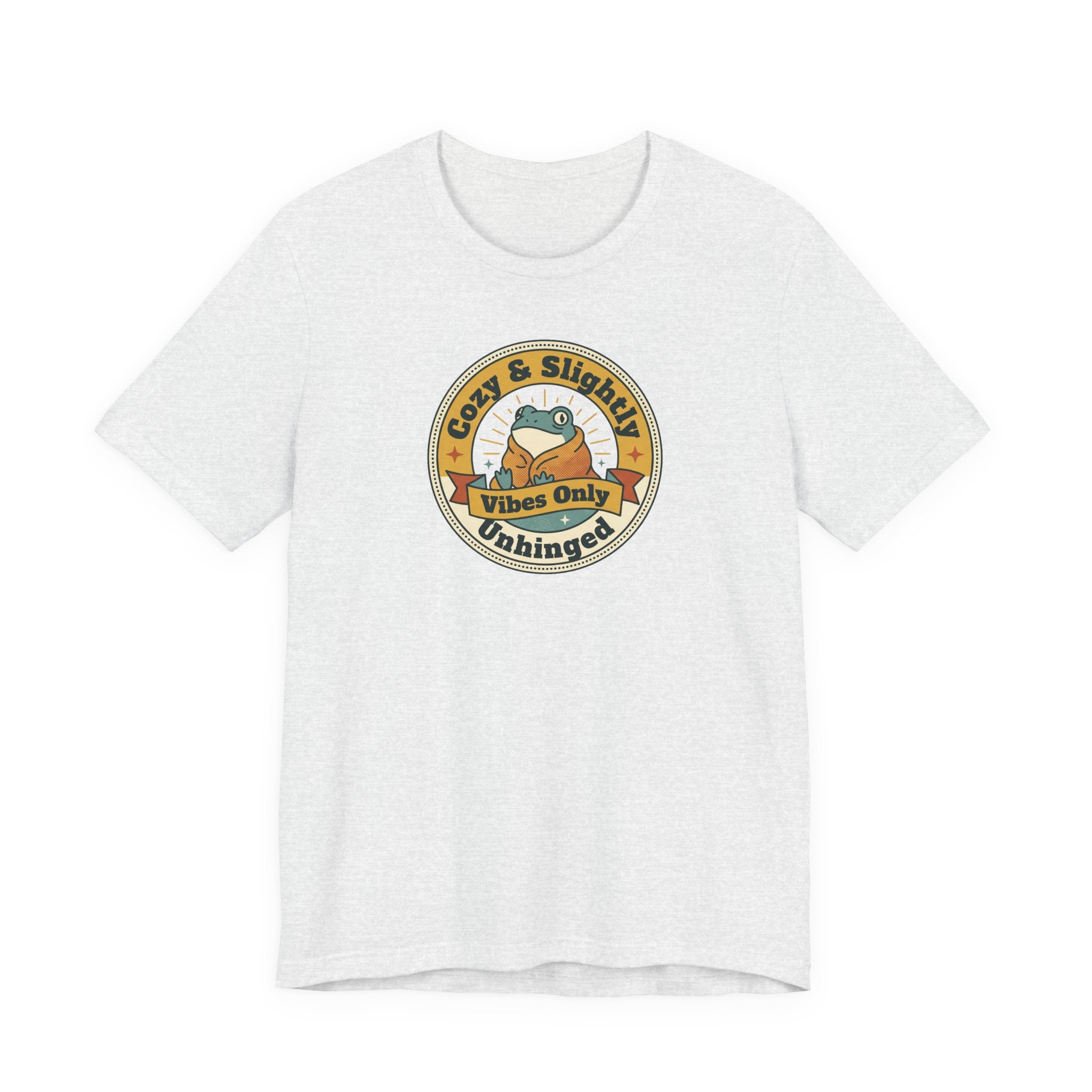 Heather grey sloth graphic T-shirt with round chest emblem