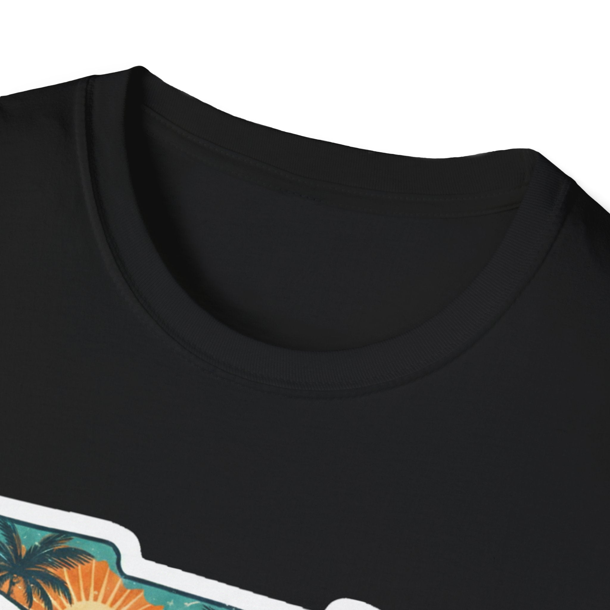 Florida T-shirt in black, crew neck close-up