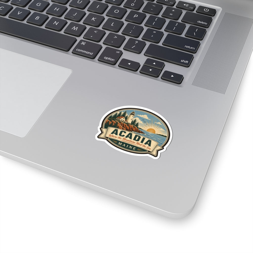 Acadia National Park travel sticker with vintage logo on laptop lid