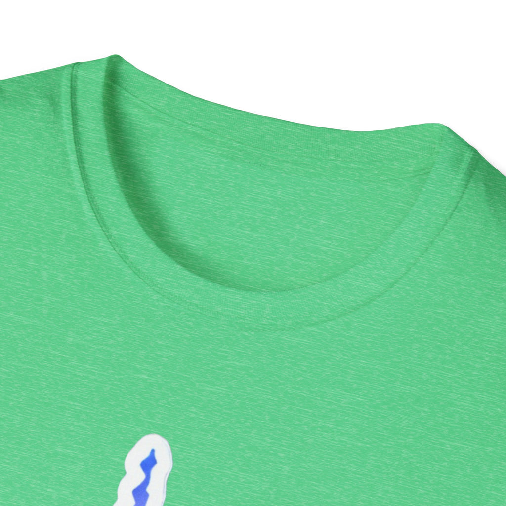 Heather Irish Green T-shirt, crew neck; partial West Virginia silhouette graphic