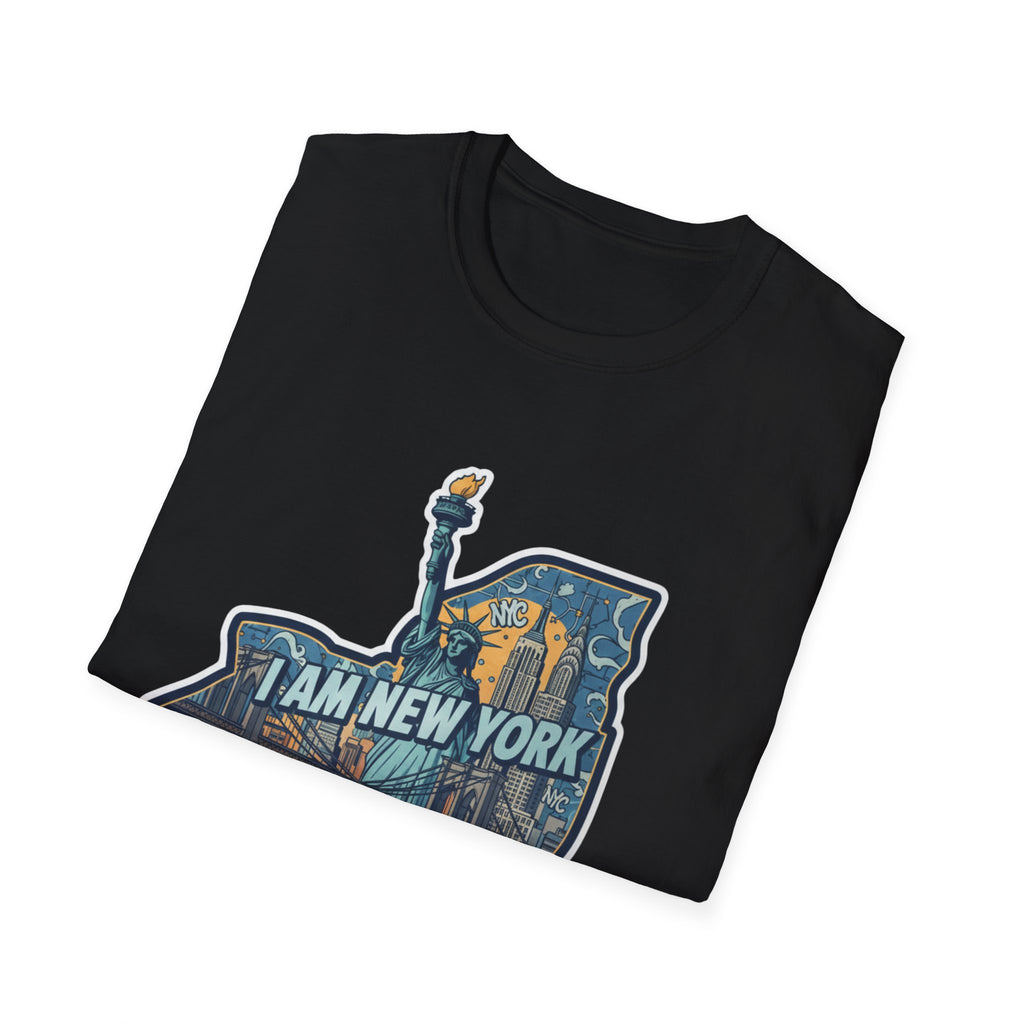 Black I AM NEW YORK skyline graphic T-shirt front