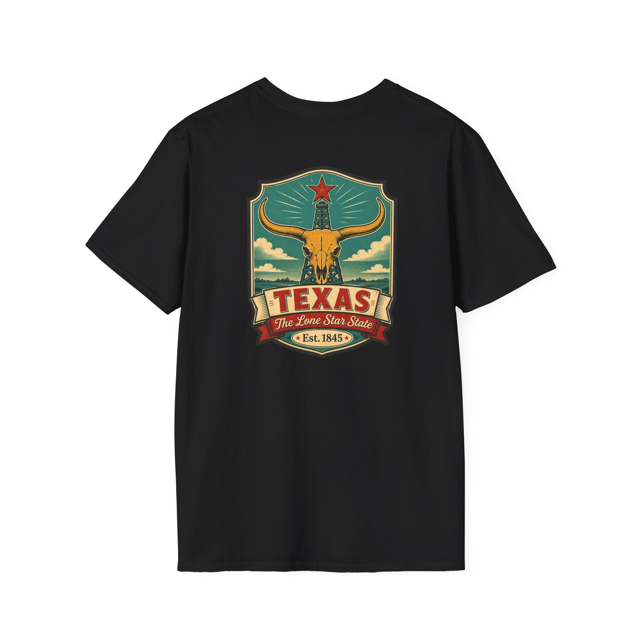 Texas Longhorn T-shirt, black, with longhorn Texas crest graphic on chest