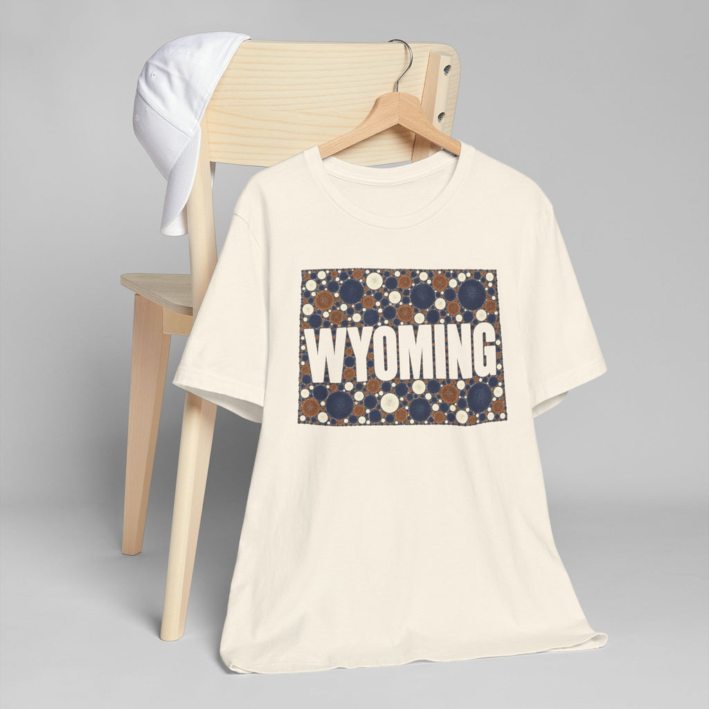 Cream T-shirt with rectangular polka dot Wyoming graphic print