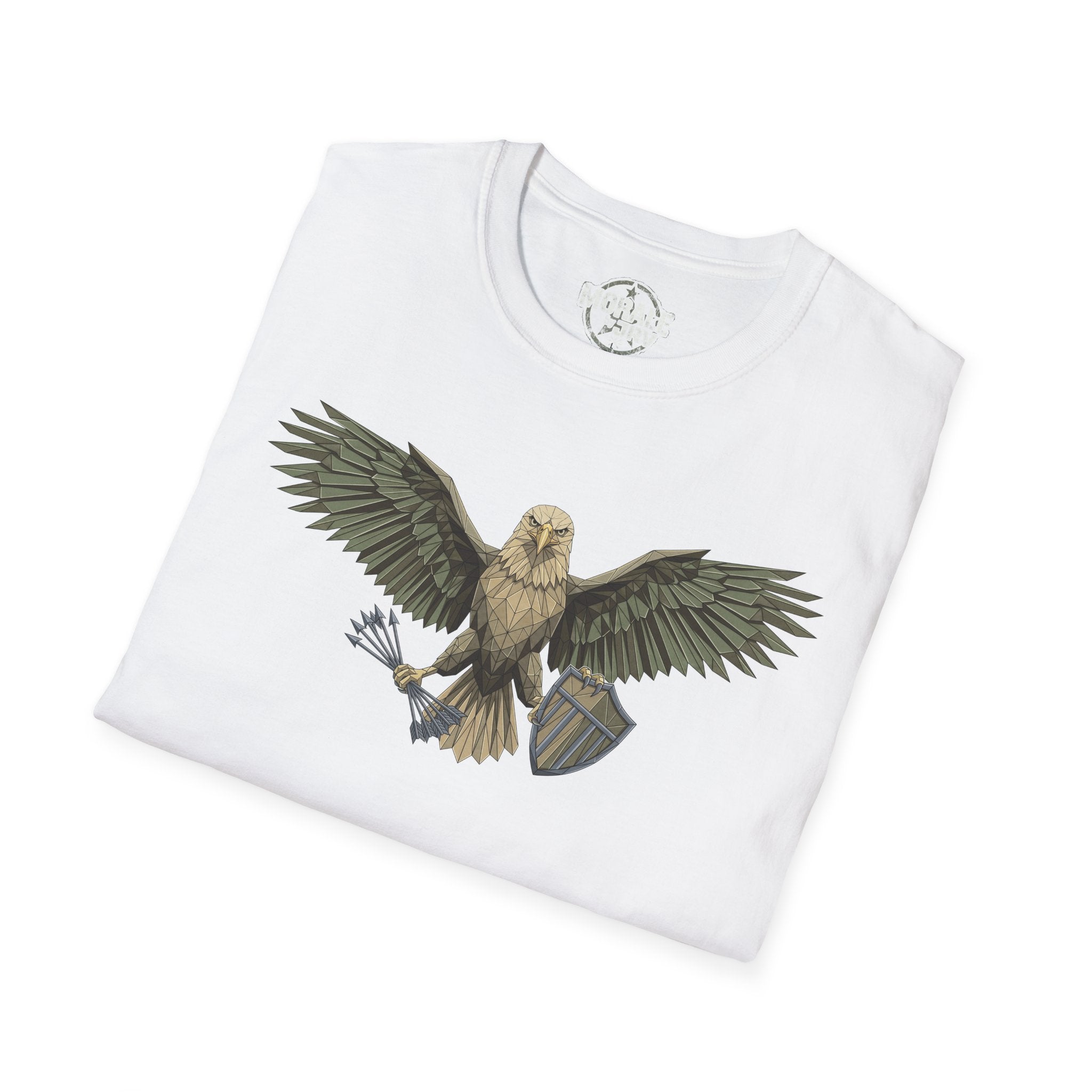 Soaring Hawk T-Shirt, white, raptor illustration with spread wings on front