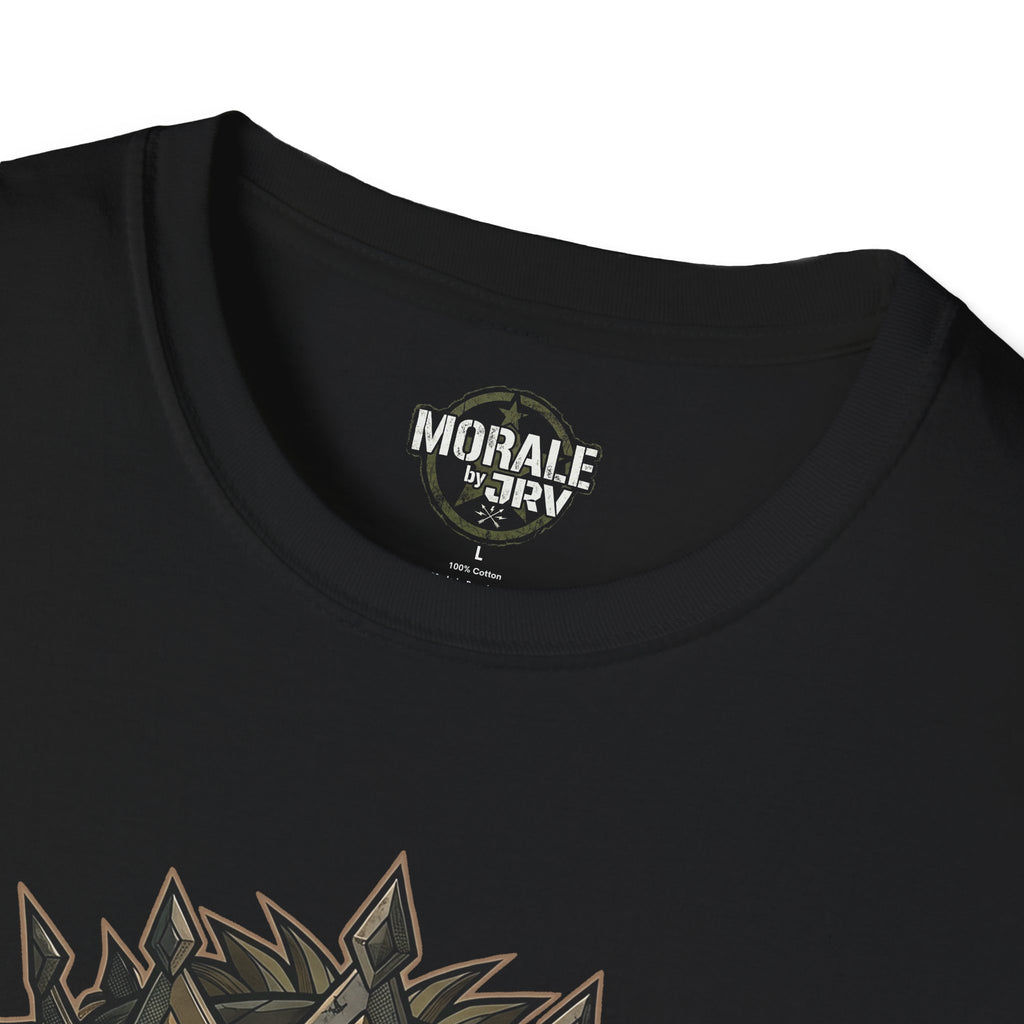 Regal Lion T-Shirt in black, crewneck with “MORALE by TRJ” logo