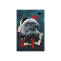 Adler-Wandposter: weißer Kopf, Flügel, Trash-Polka Spritzer in Schwarz/Rot/Teal
