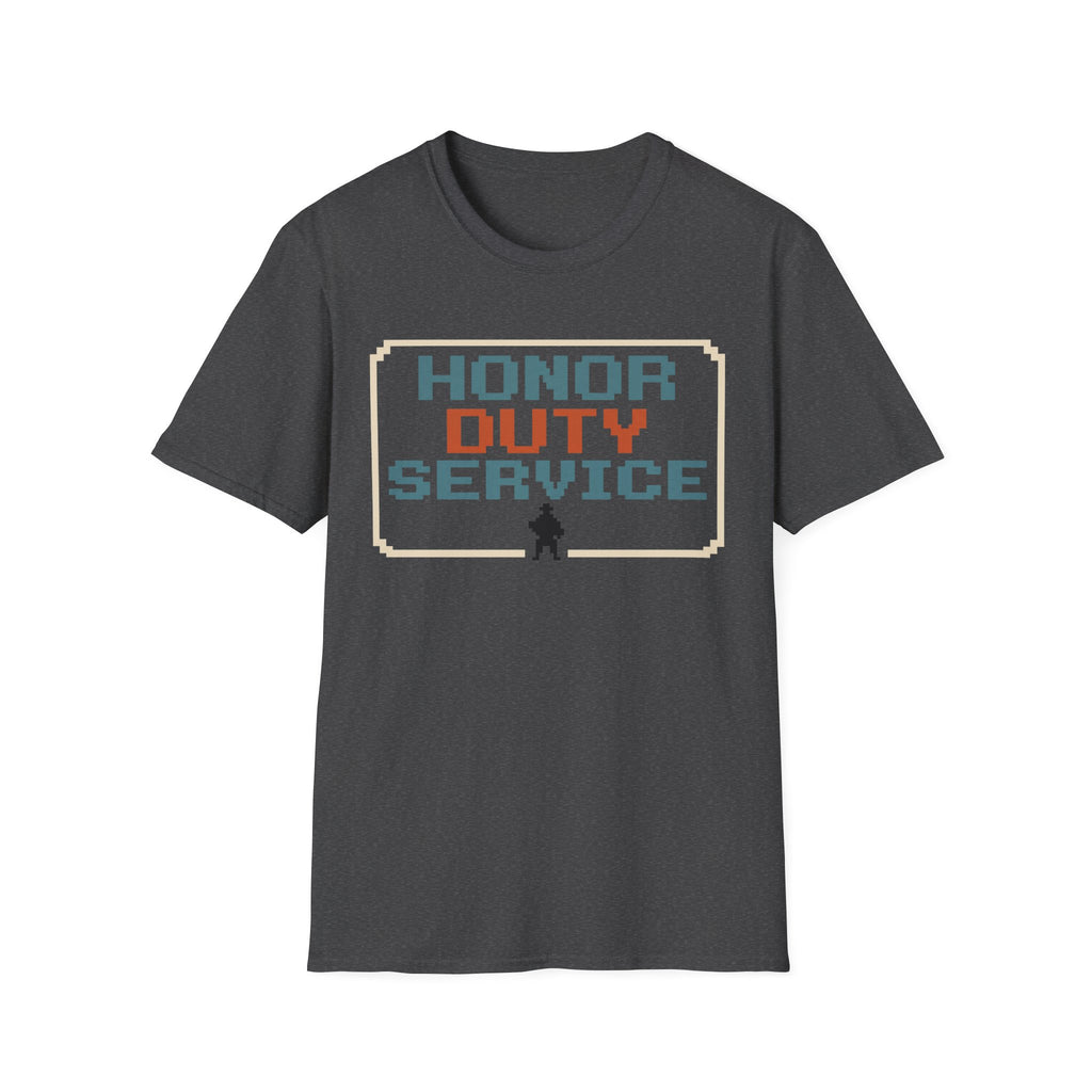 Honor Duty Service T-Shirt - Retro Pixel Veteran Tribute Tee