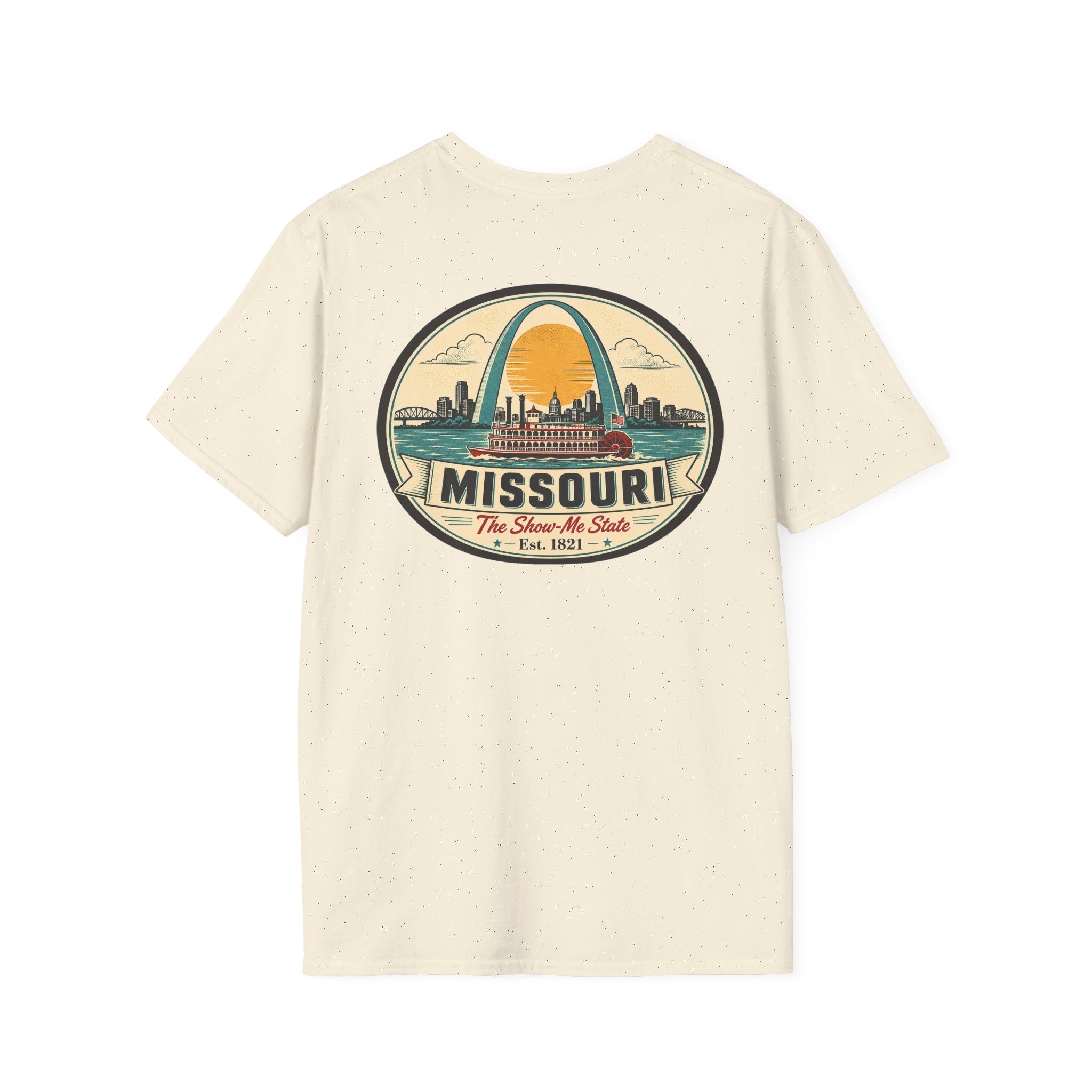 Missouri T-shirt in natural/cream with circular arch graphic and “Missouri” text