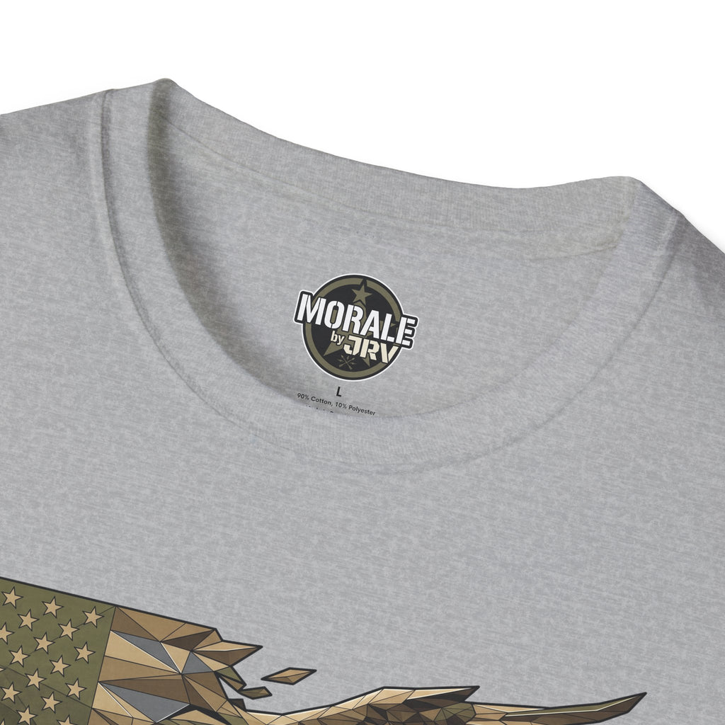 Patriotic tactical T-shirt, heather gray crew neck with small logo