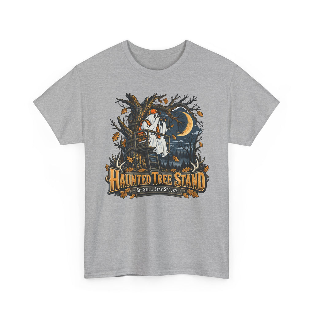 Haunted Tree Stand T-Shirt, Funny Ghost Deer Hunter Halloween Shirt for Men and Women, Bow Hunting Season Gift Tee