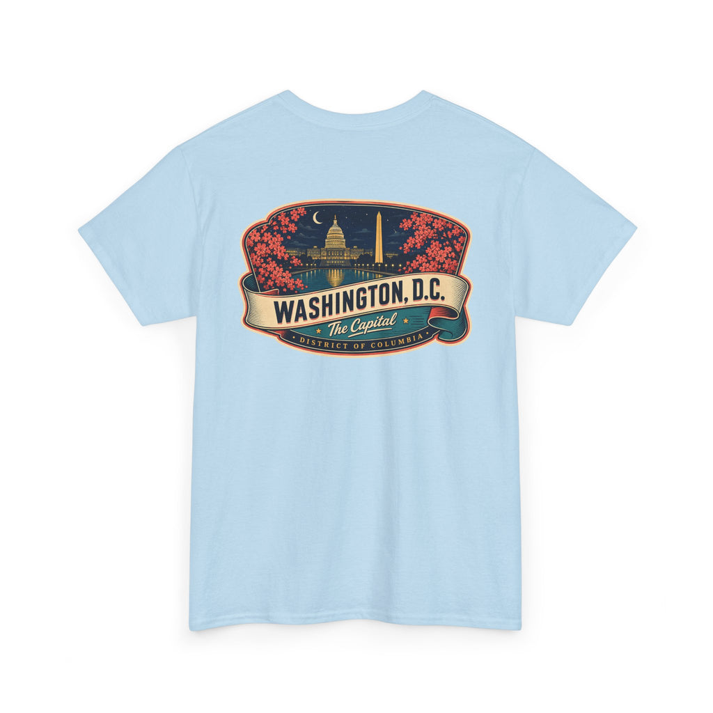 Light blue Washington DC badge graphic T-shirt with Capitol print on front