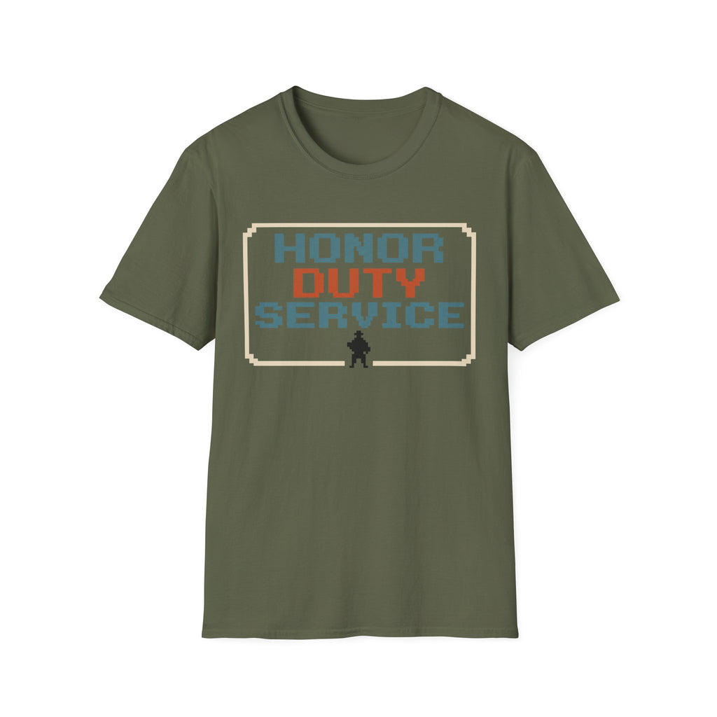 Honor Duty Service T-Shirt - Retro Pixel Veteran Tribute Tee