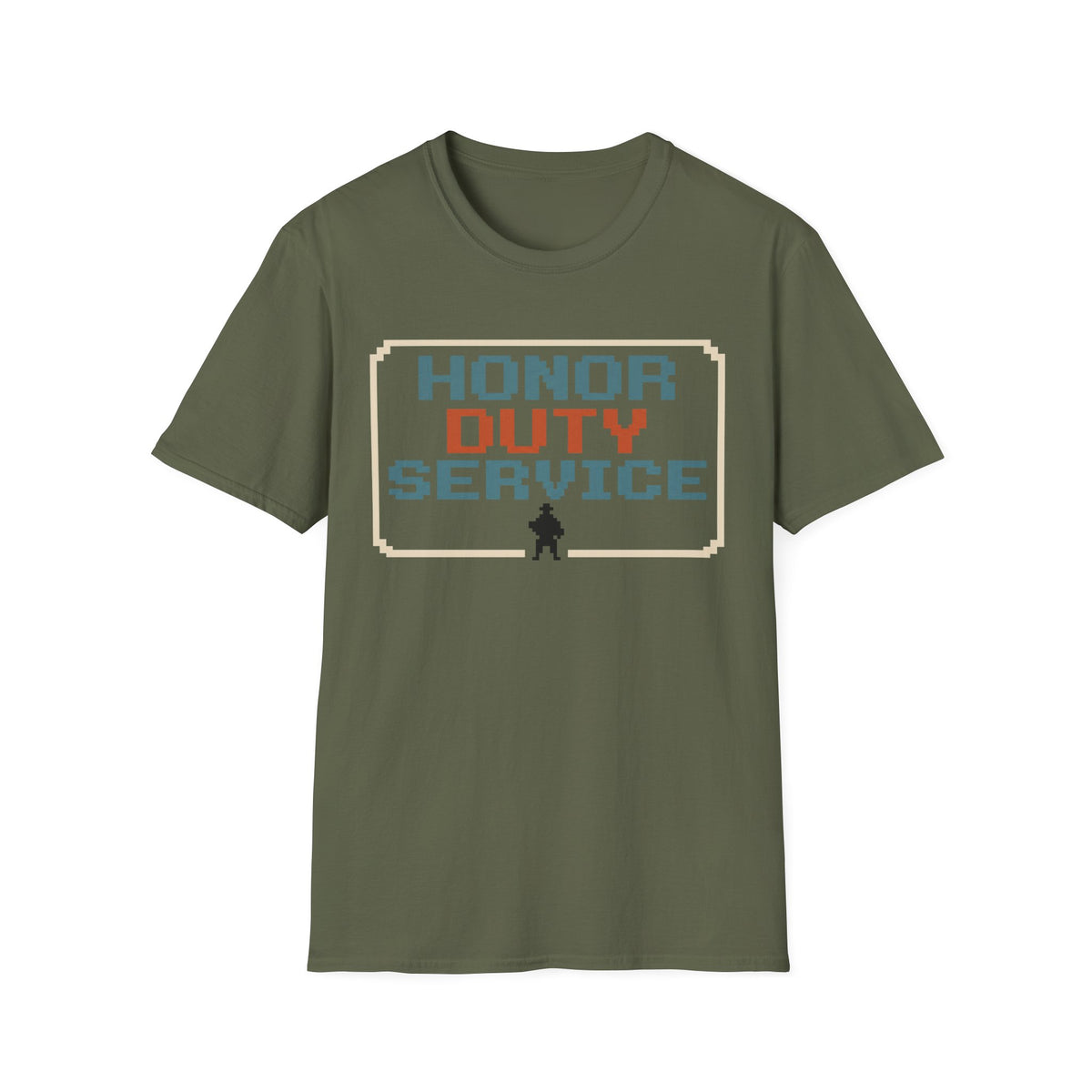 Honor Duty Service T-Shirt - Retro Pixel Veteran Tribute Tee