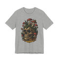 Mushroom skull T-shirt in Dark Grey Heather with dark botanical skull front print