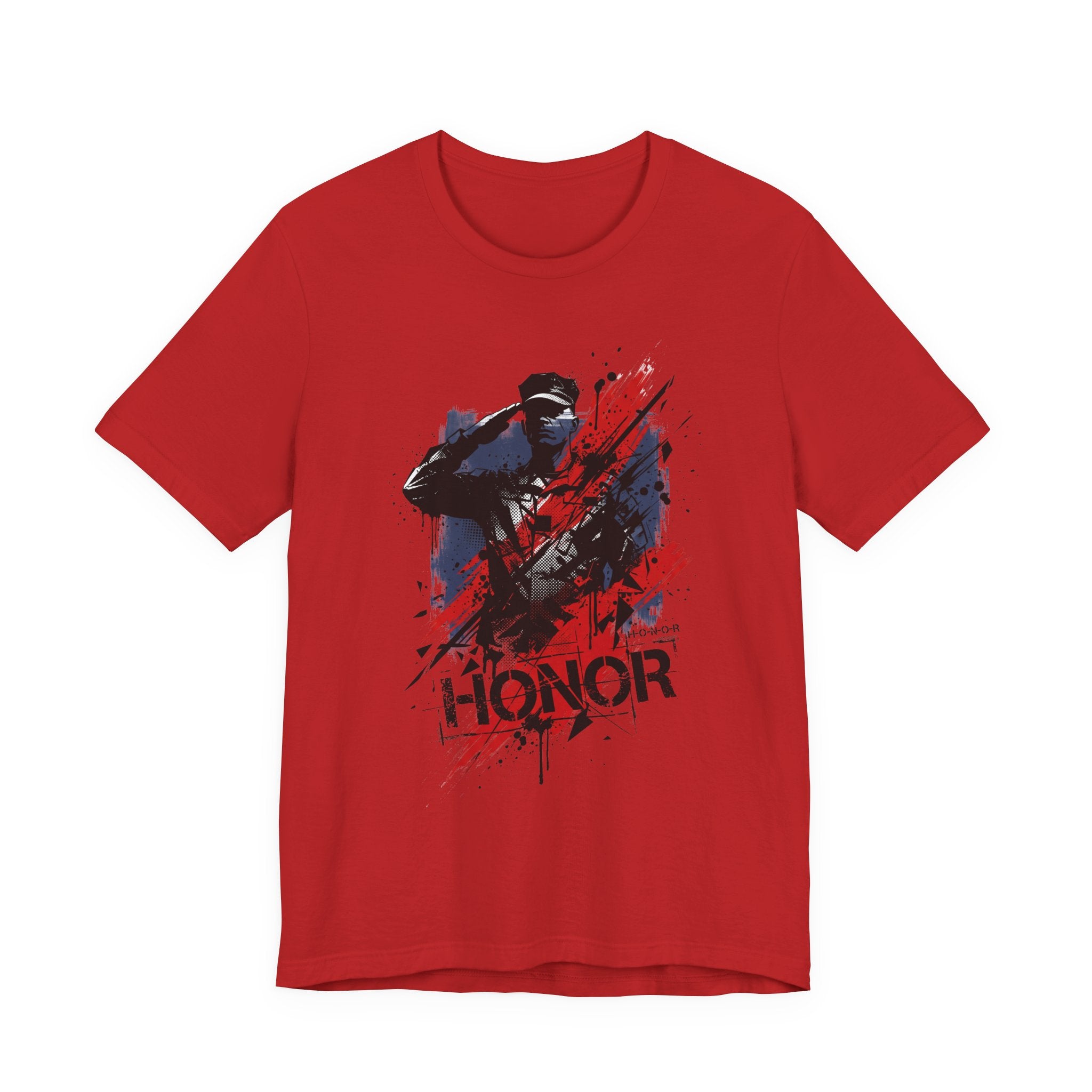 Red Honor Soldier Silhouette T-Shirt with soldier graphic and red “HONOR” text