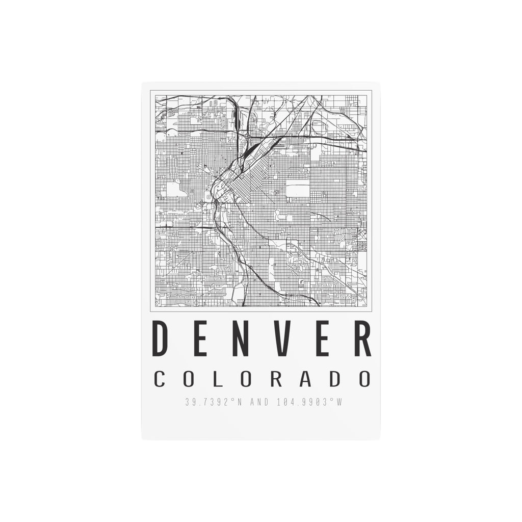 Denver Colorado city map metal wall art sign with black “DENVER COLORADO” text