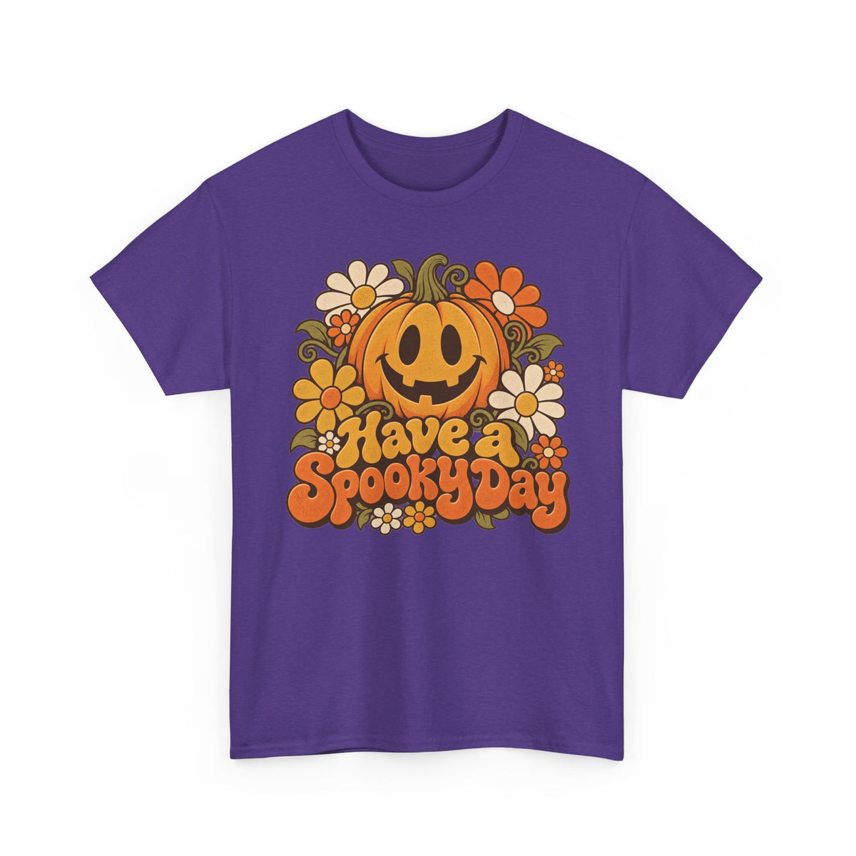 Have a Spooky Day Retro Pumpkin T-Shirt, Groovy Floral Jack O Lantern Halloween Shirt for Women and Men, Fall Teacher Tee