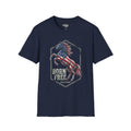 American flag horse T-shirt, navy with "Born Free" horse graphic