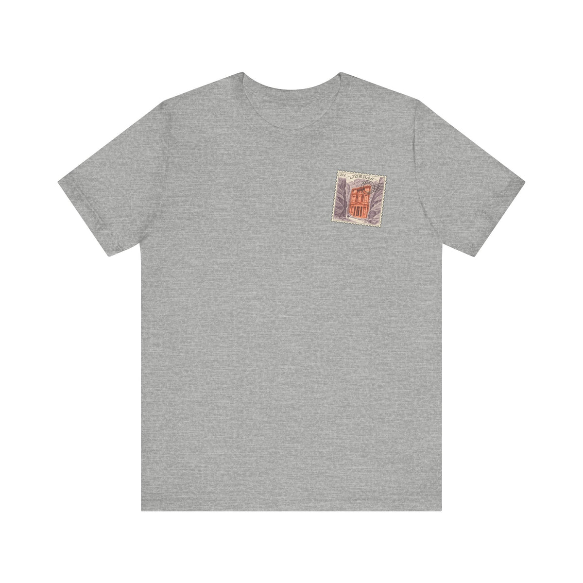 Dark grey heather crewneck T-shirt with small chest square graphic print