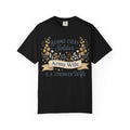 Black Army Wife T-shirt with floral 'Behind Every Soldier' text graphic