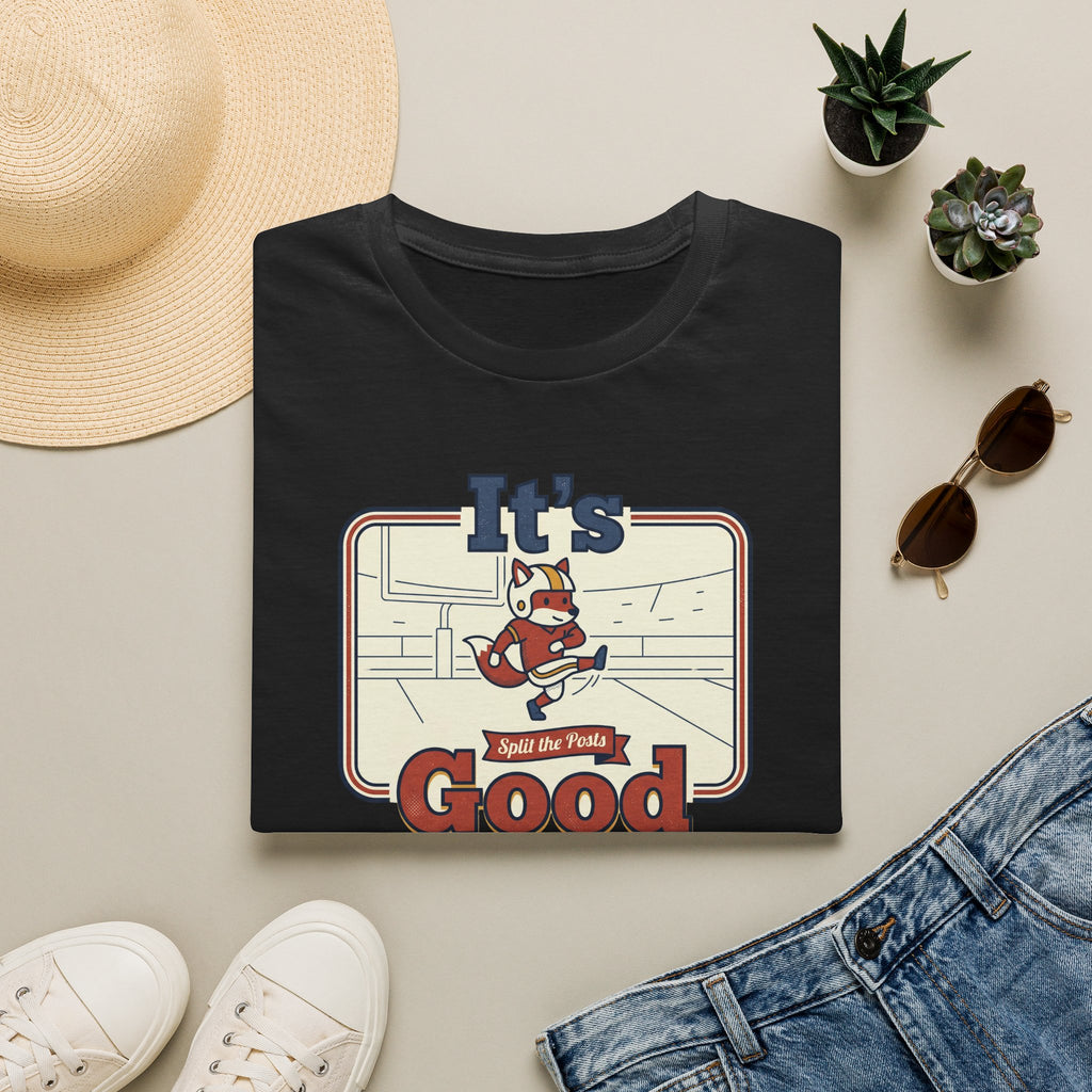 Black crew-neck T-shirt with fox skate 'It's Good' front graphic