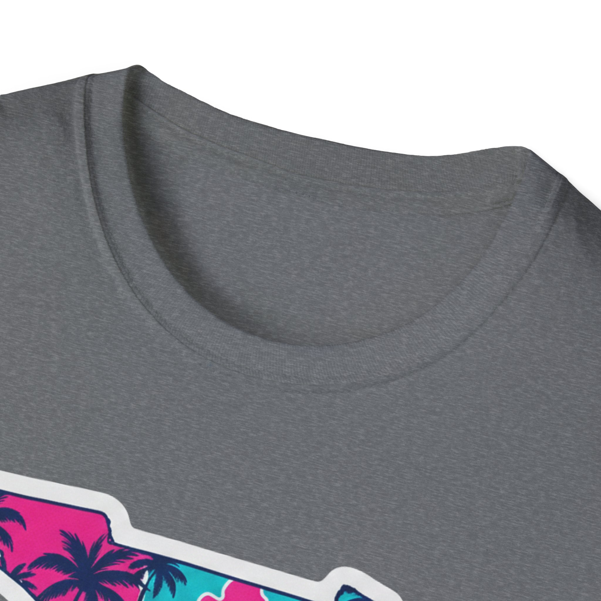 Dark grey T-shirt neckline close-up