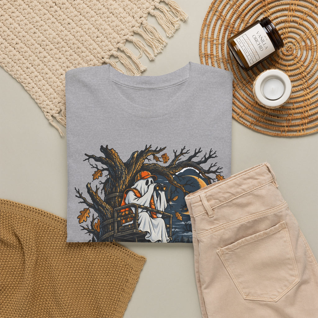 Haunted Tree Stand T-Shirt, Funny Ghost Deer Hunter Halloween Shirt for Men and Women, Bow Hunting Season Gift Tee
