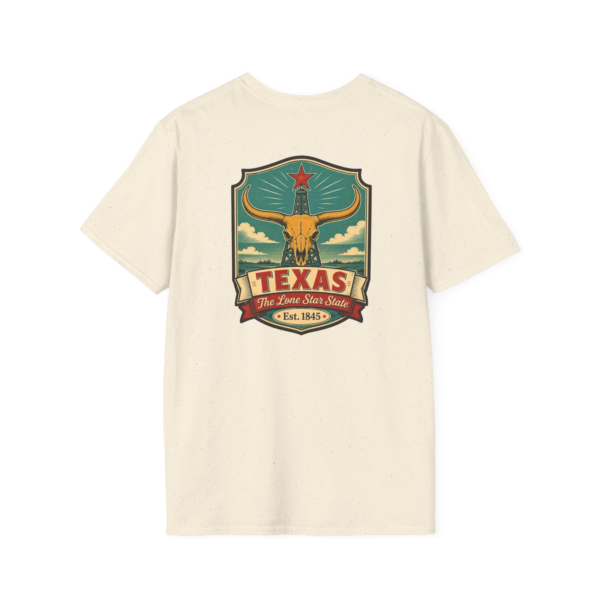 Texas Longhorn T-shirt, natural cream, with longhorn Texas crest graphic on chest