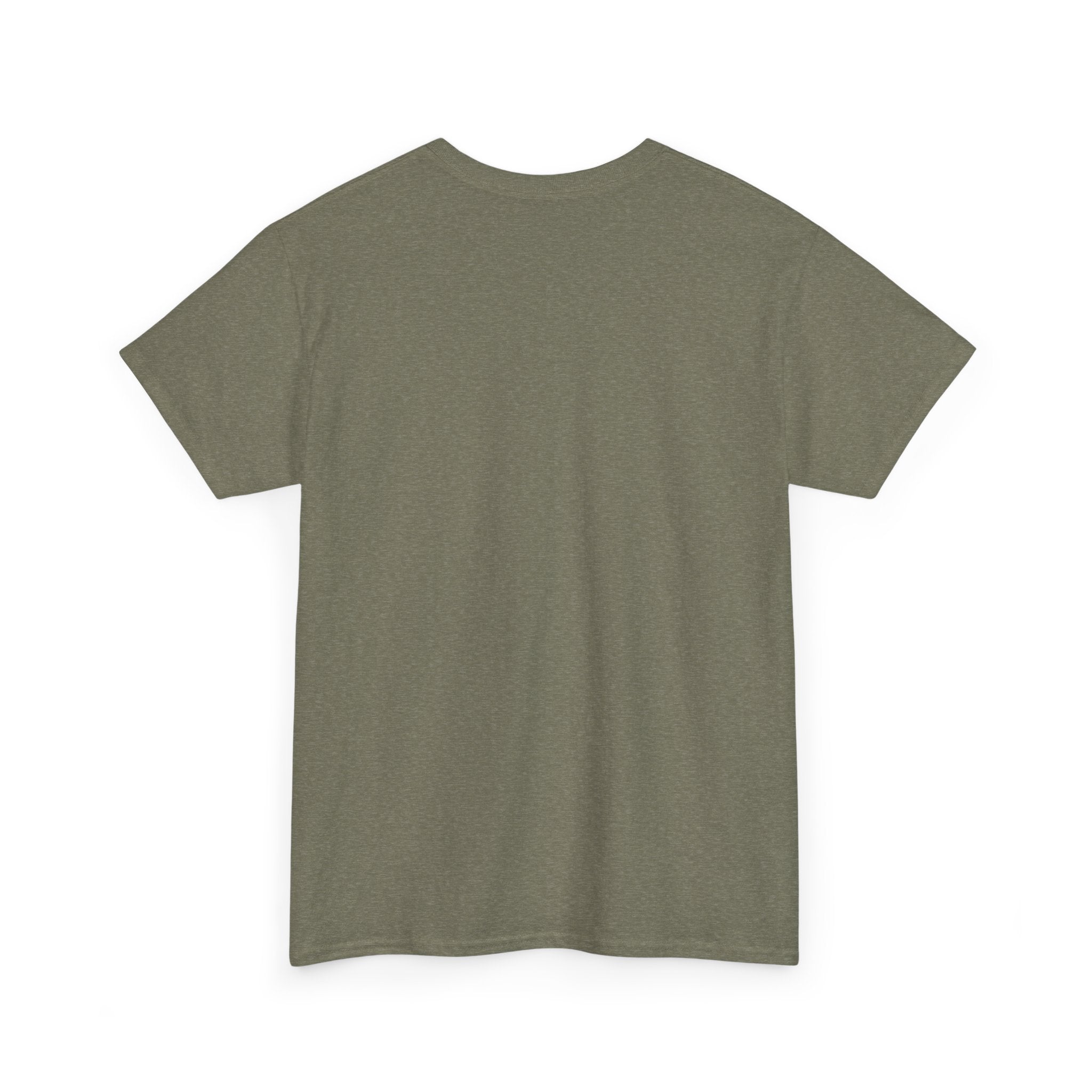 Heather Military Green short-sleeve T-shirt with crew neck, plain back