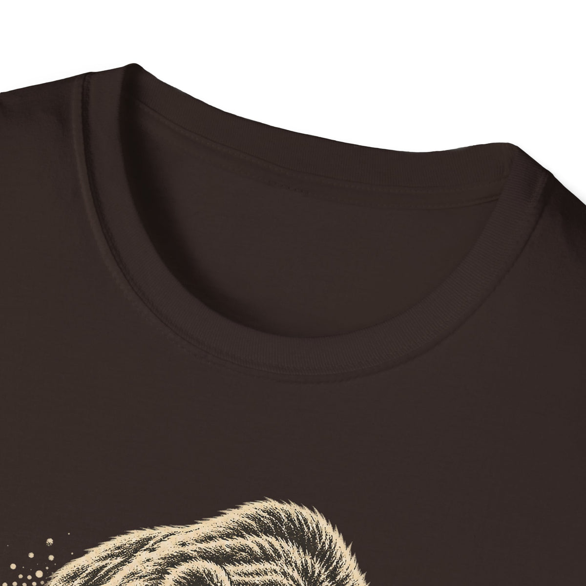 Dark chocolate T-shirt with crew neck and partial bear face graphic