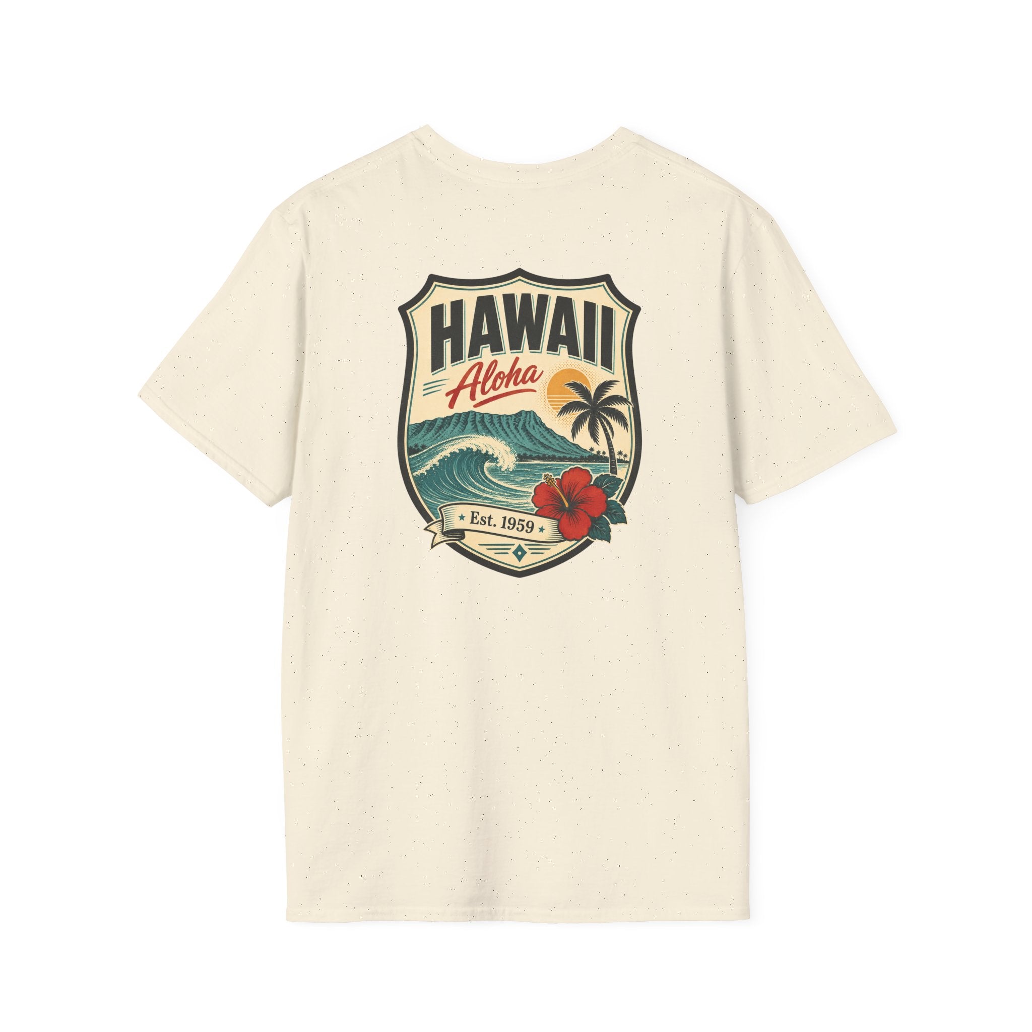 Hawaii badge graphic T-shirt, natural, short-sleeve crew neck