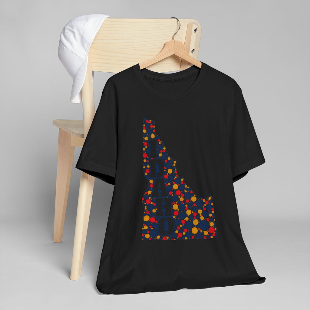 Idaho Polka Dot State Outline T-Shirt | Colorful Idaho Map Graphic Tee