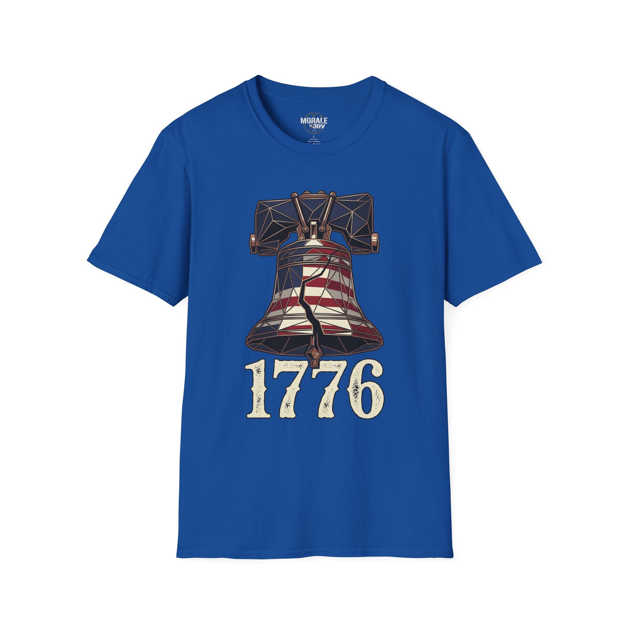Liberty Bell 1776 T-shirt, royal blue, patriotic bell and “1776” front print