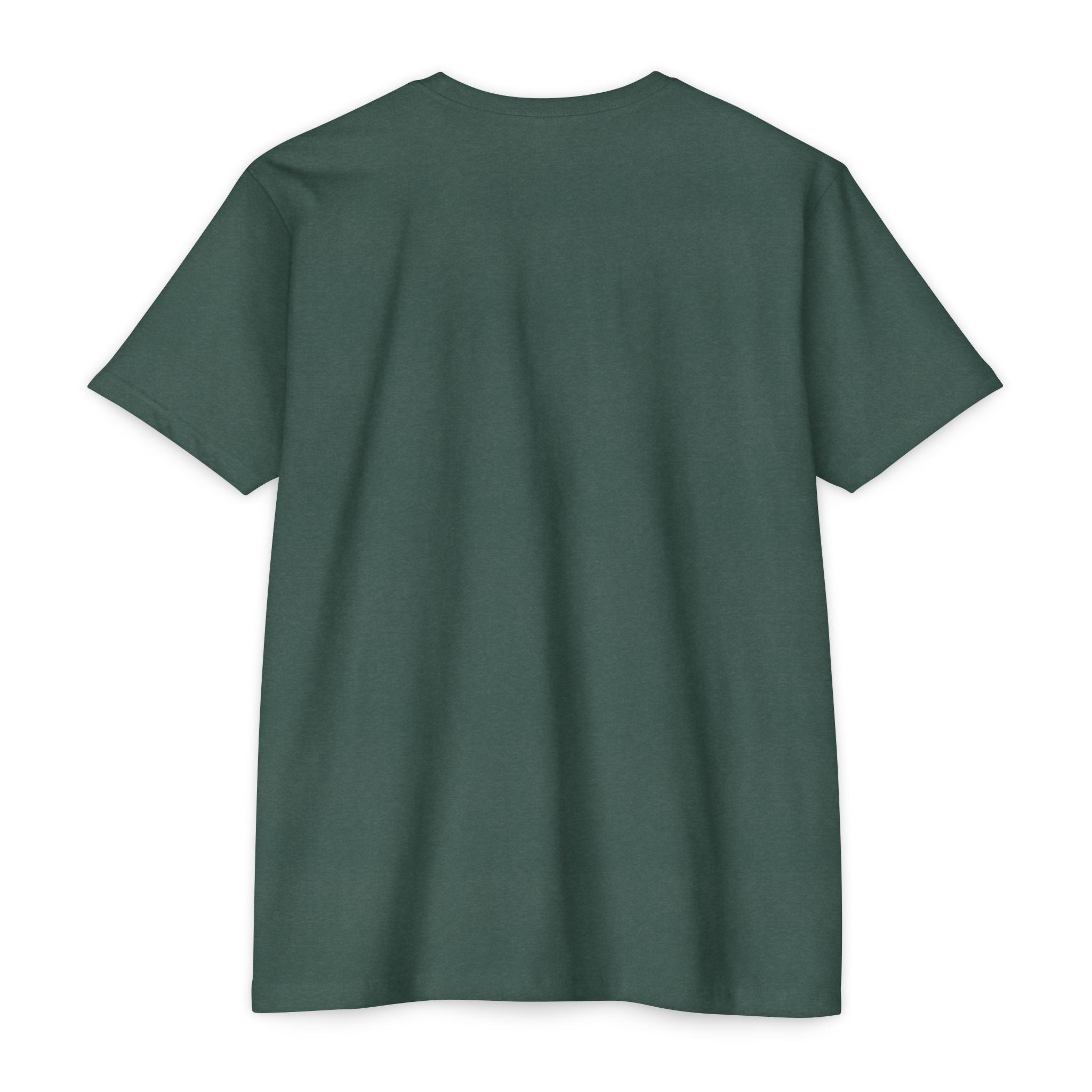 Green crewneck t-shirt with short sleeves, front view