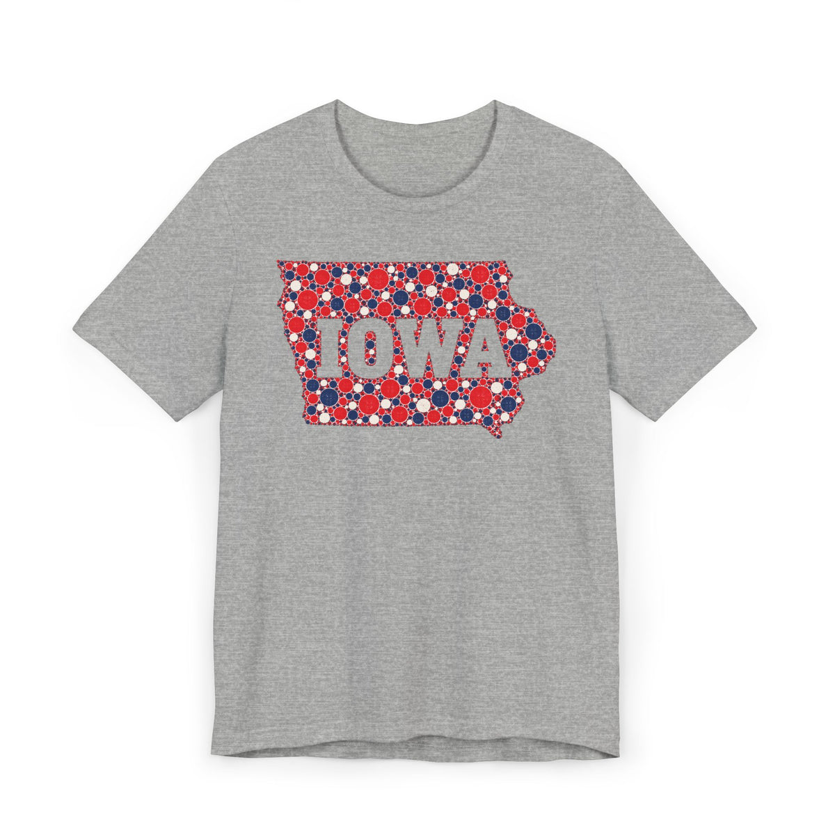 Iowa State Floral Pattern T-Shirt | Red White and Blue Iowa Outline Graphic Tee