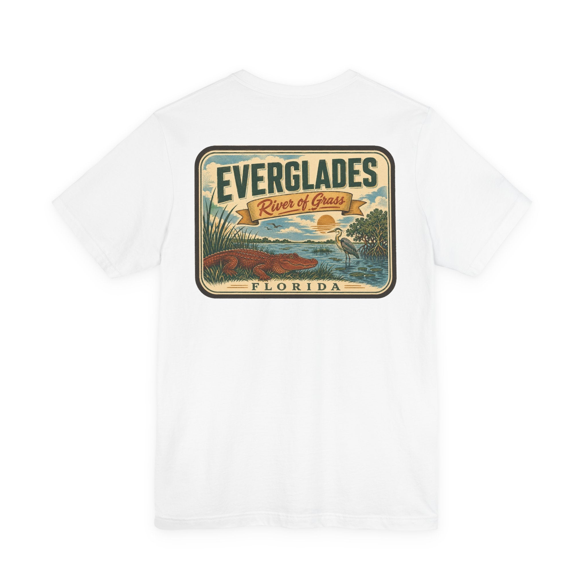 White T-shirt with vintage Everglades River of Grass graphic logo print