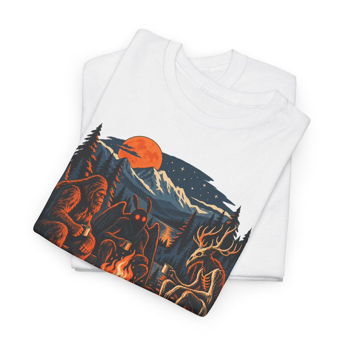 National Park After Dark Campfire Concert T-Shirt, Bear and Elk Mountain Camping Shirt for Men and Women, Hiking Gift Tee