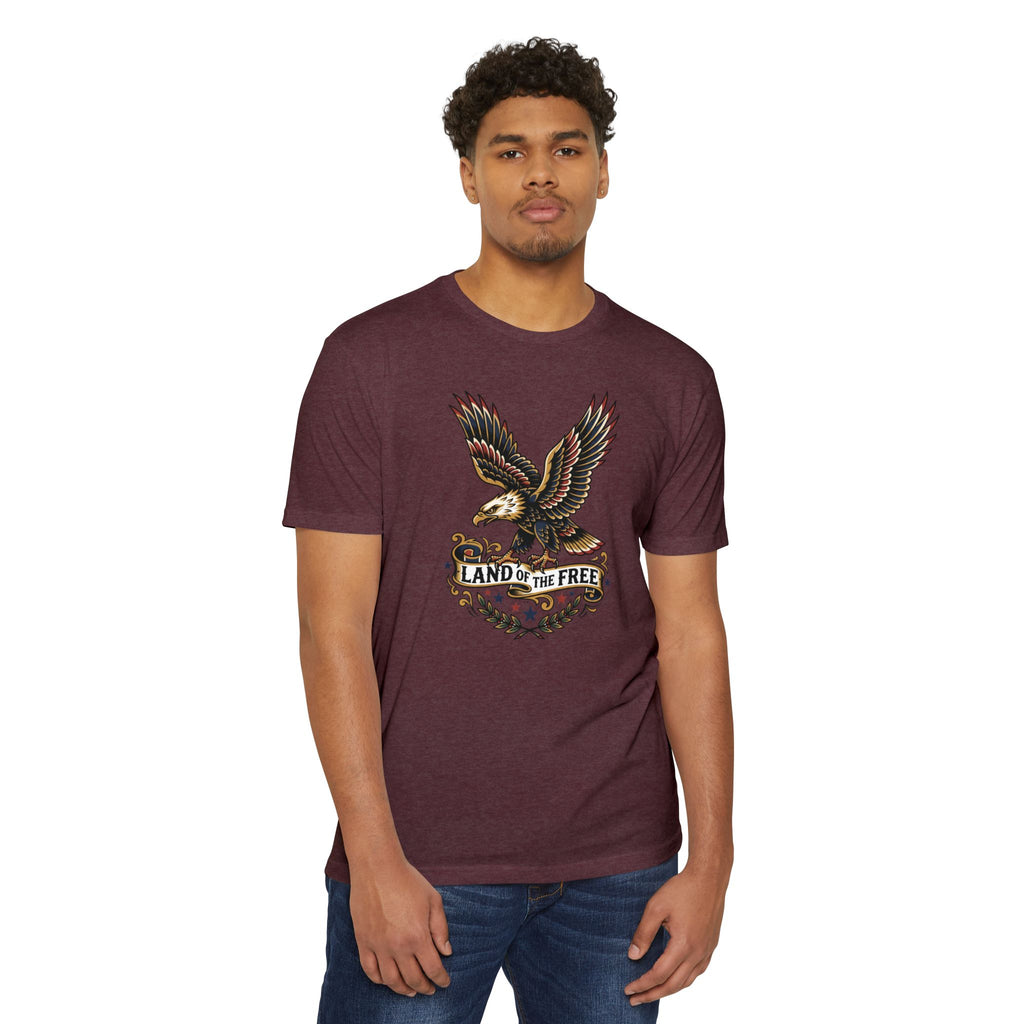 Graphic T-shirt, heather maroon with eagle graphic on chest