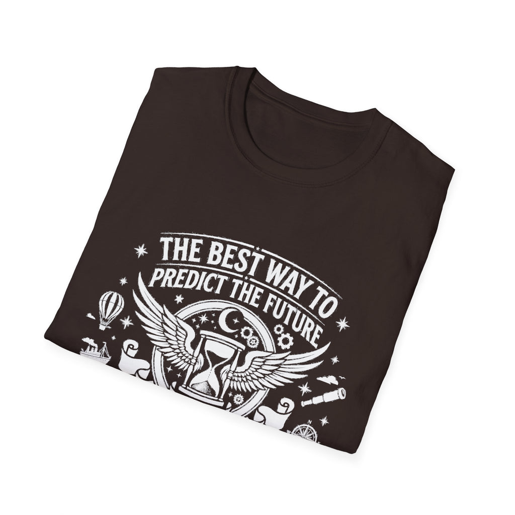 Dark chocolate Create Your Future tee with “THE BEST WAY TO PREDICT THE FUTURE” print