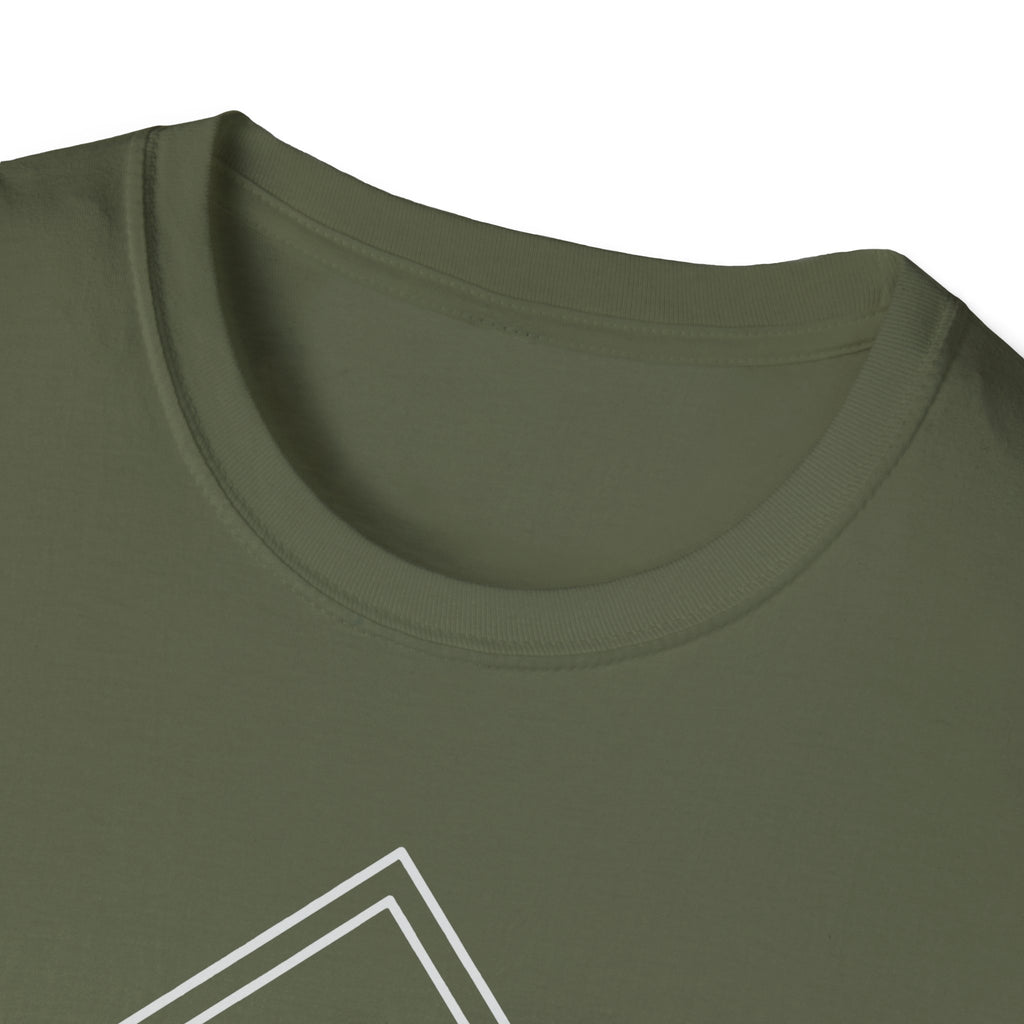 Olive green T-shirt neckline with ribbed crew collar