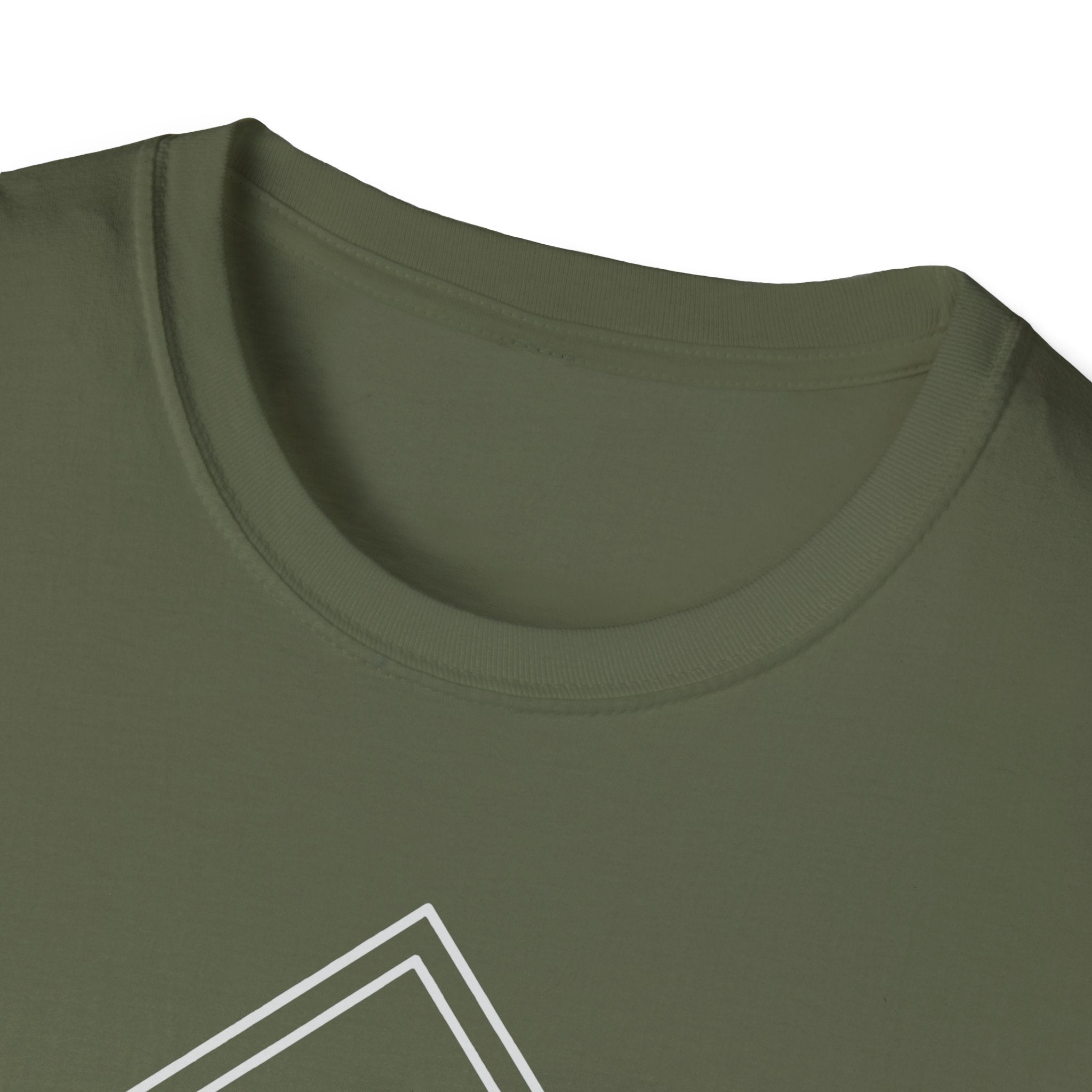 Olive green T-shirt neckline with ribbed crew collar