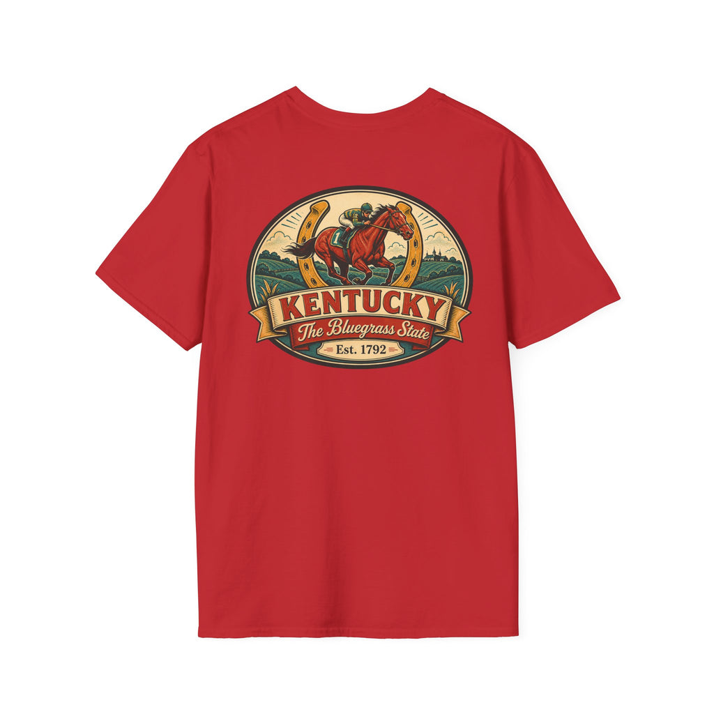 Red T-shirt with Kentucky logo and horse graphic, Est. 1792.