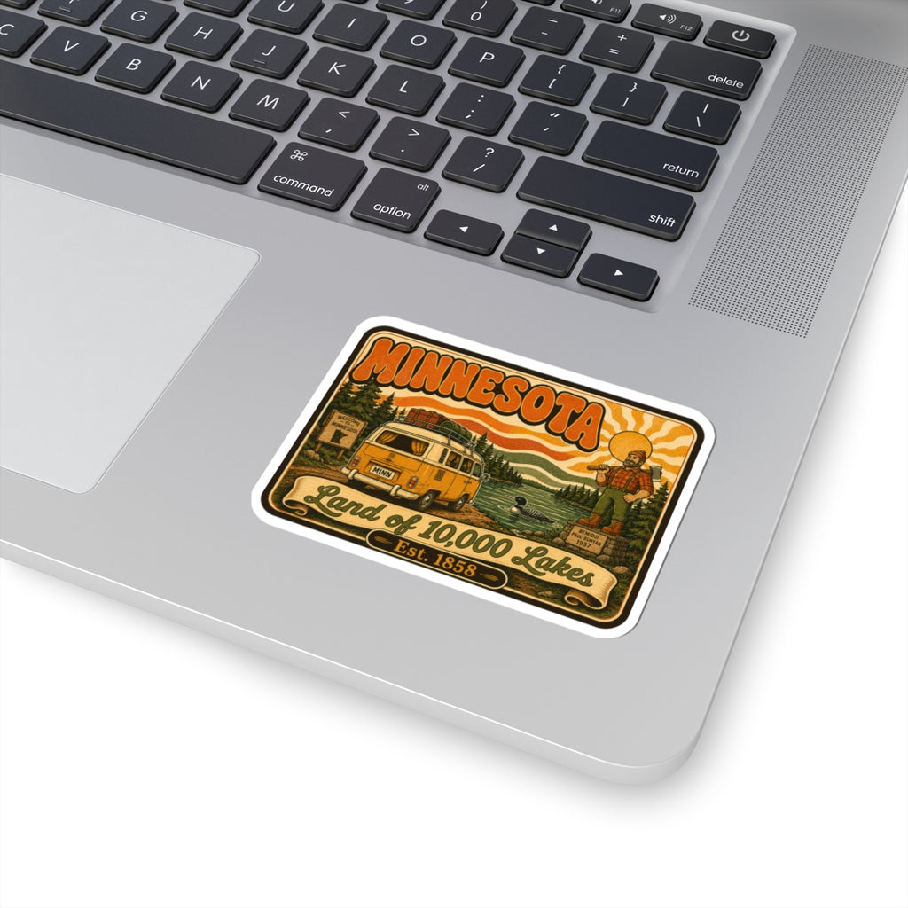 Minnesota Land of 10,000 Lakes kiss-cut sticker on laptop palm rest
