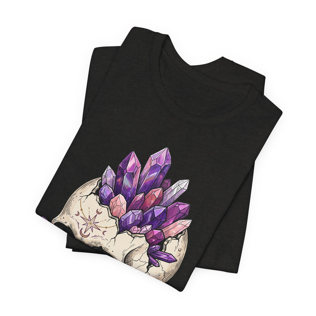 Crystal Skull T-Shirt, amethyst crystal skull graphic on black tee