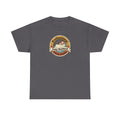 Charcoal gray T-shirt with circular sloth logo graphic on chest.